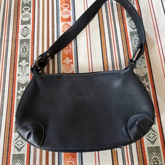 Prada Handbags - Prada Black Leather Crescent Shoulder Bag